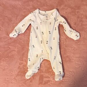 Carter's White Floral Footed One Piece